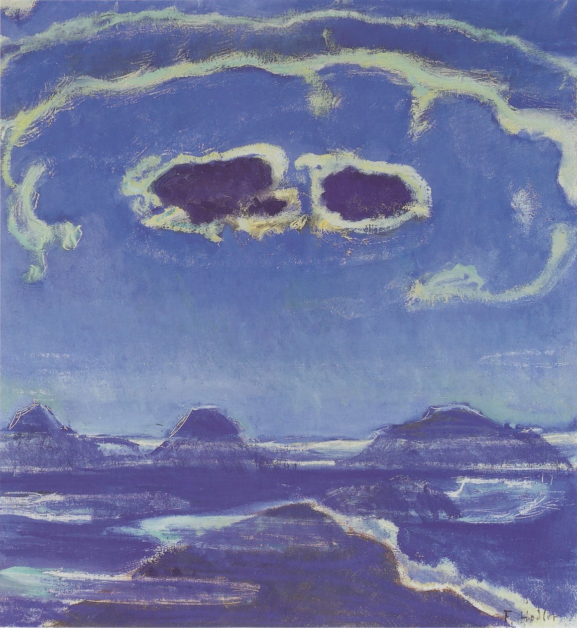 Eiger, Mönch och Jungfrau i månskenet av Ferdinand Hodler