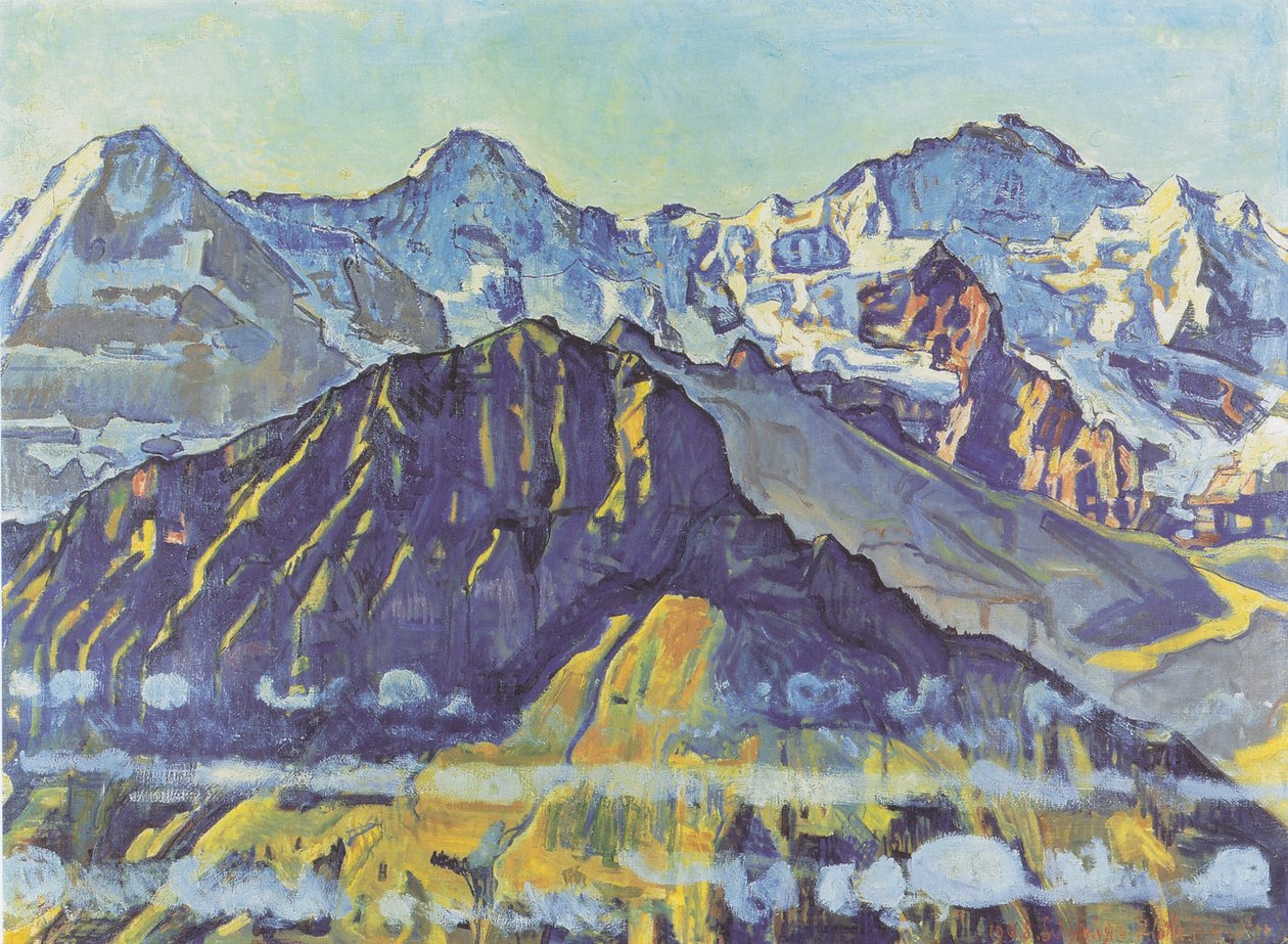 Eiger, Mönch und Jungfrau in der Morgensonne av Ferdinand Hodler