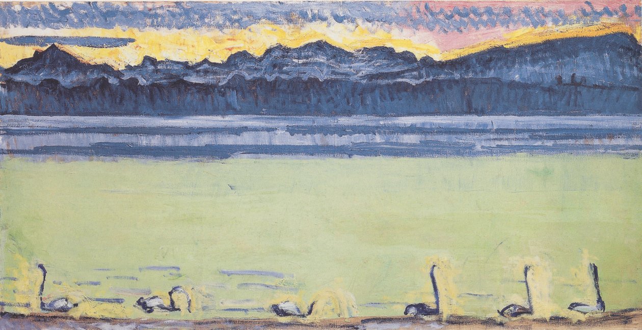 Genfersee mit Mont-Blanc in der Morgendämmerung av Ferdinand Hodler