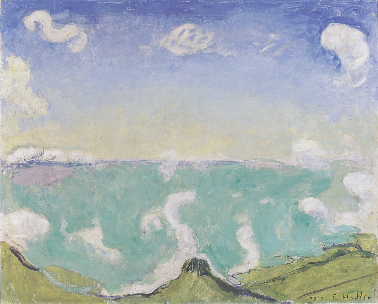 Landskap nära Caux med stigande moln av Ferdinand Hodler