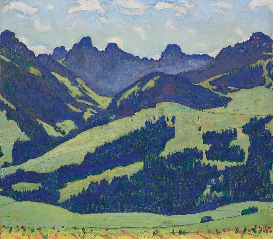 Landschaft bei Château dOex av Ferdinand Hodler