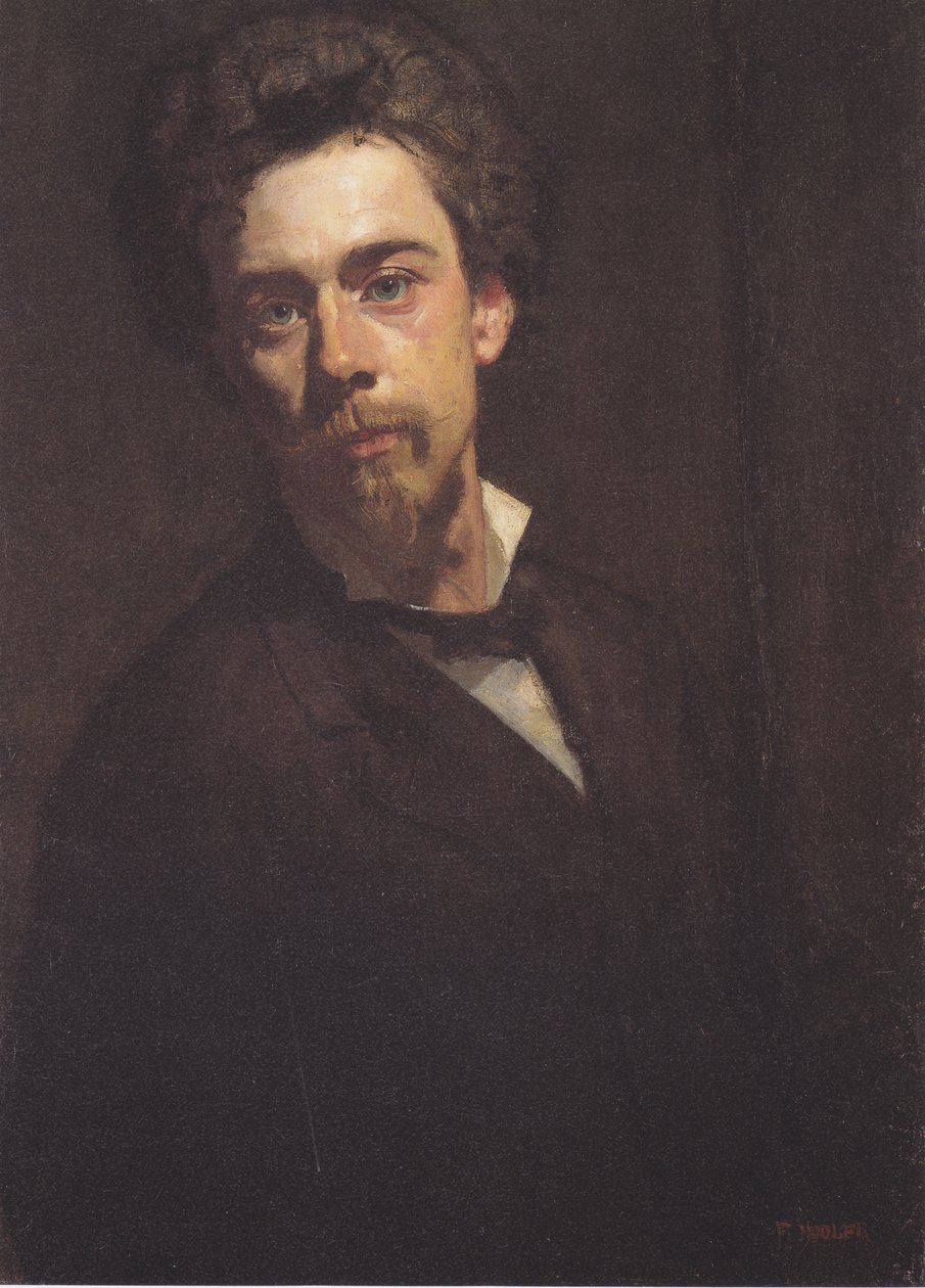 Självporträtt med stand-up krage av Ferdinand Hodler