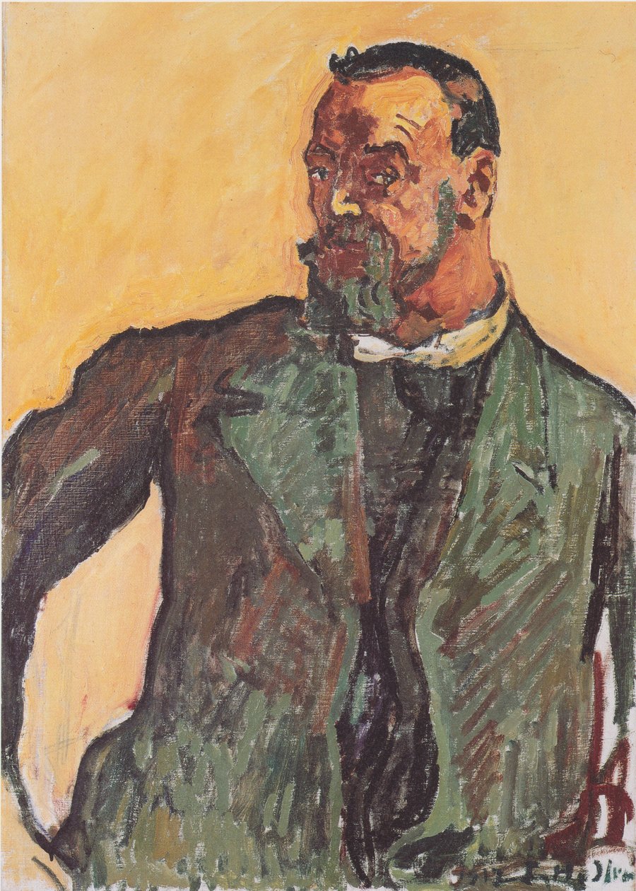 Självporträtt med en grön smock av Ferdinand Hodler
