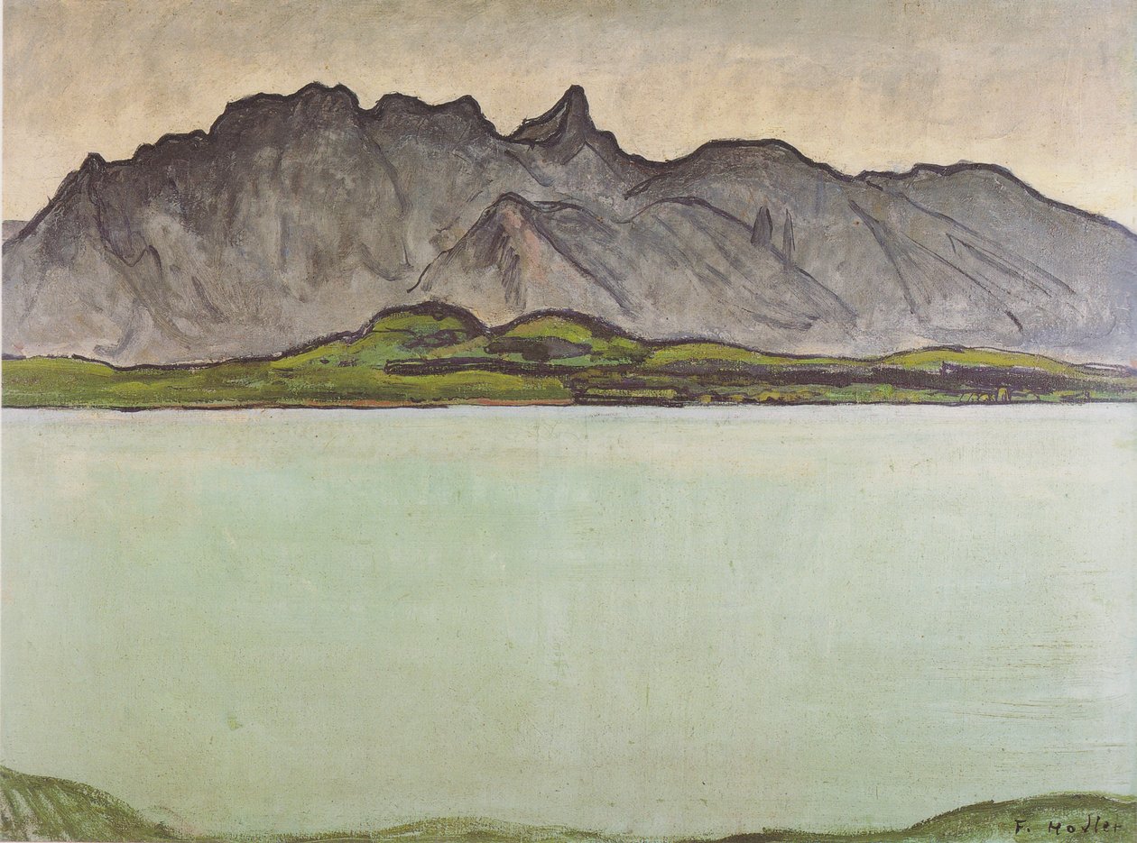 Thunsjön med Stockhorn -kedjan av Ferdinand Hodler