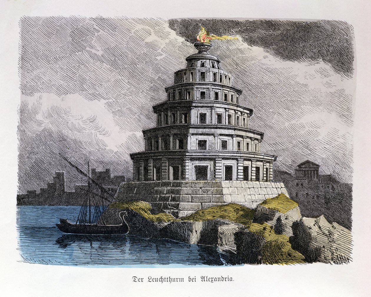 The Great Lighthouse of Alexandria, från en serie av 