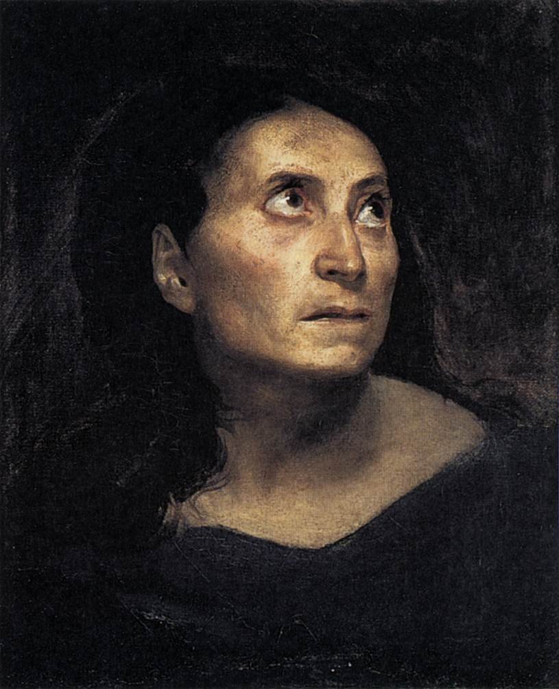  Gammal kvinnas huvud av Ferdinand Victor Eugene Delacroix