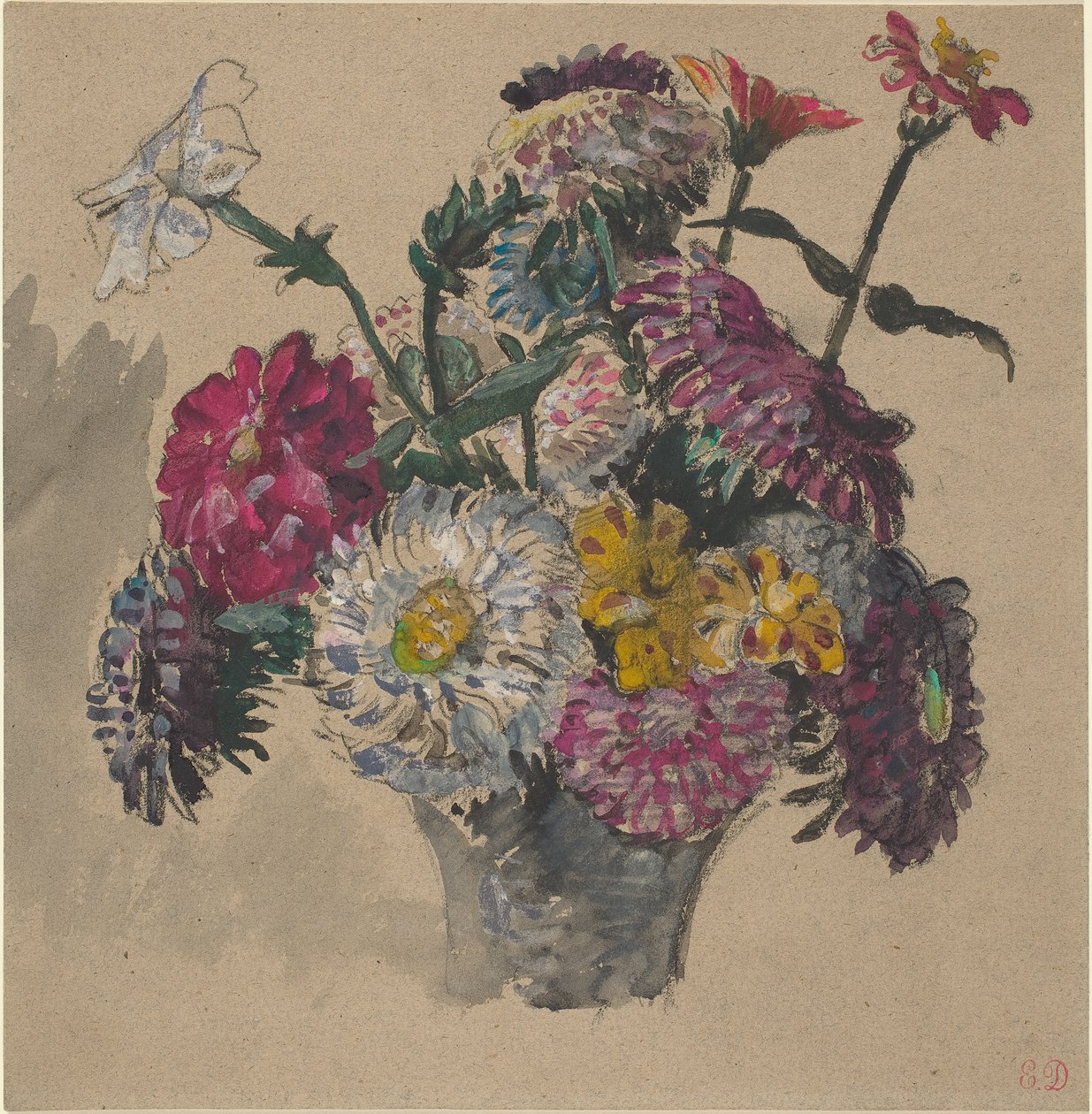 Blommor, 1843 (wc och gouache på papper) av Ferdinand Victor Eugene Delacroix