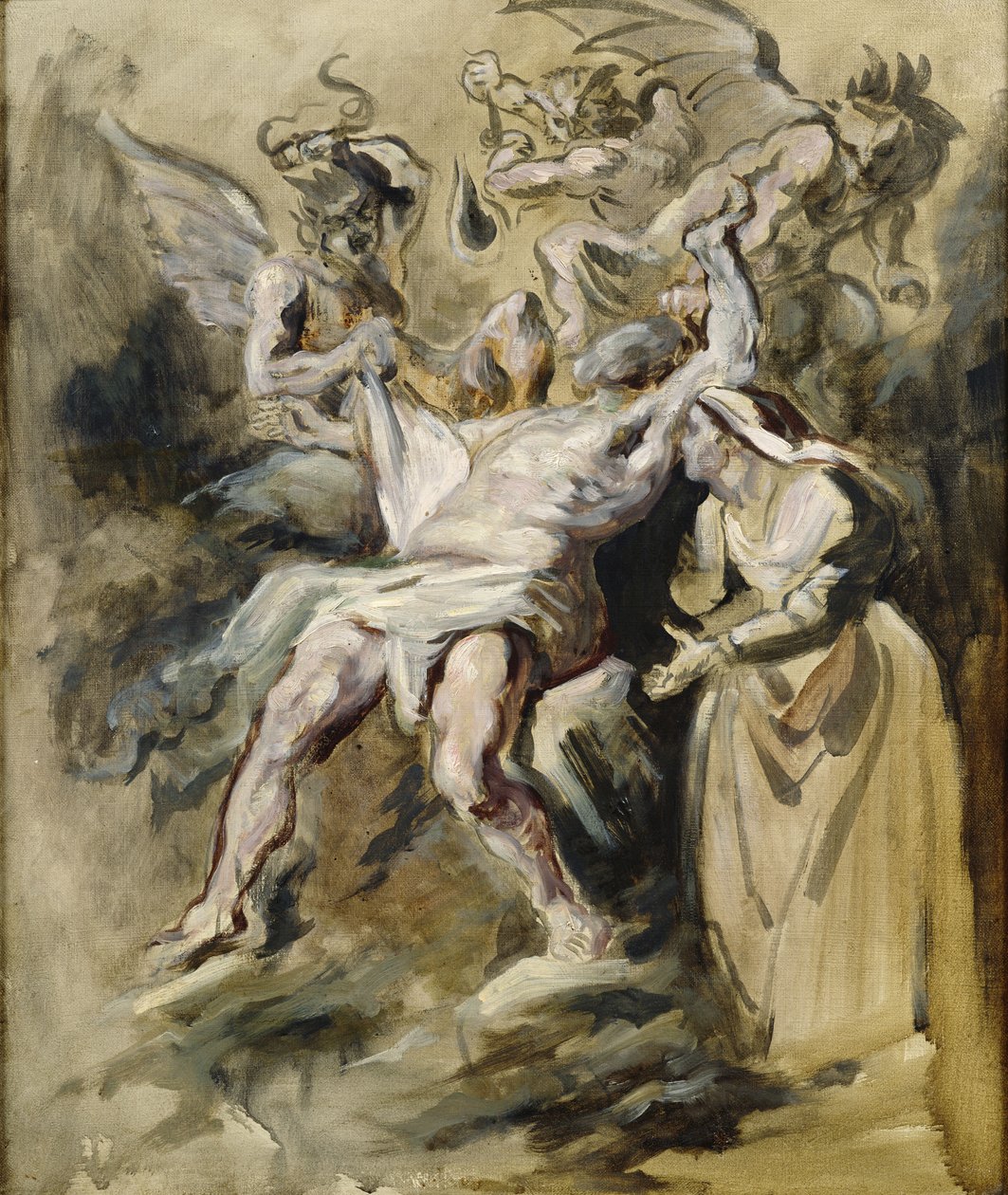Job plågas av demonerna av Ferdinand Victor Eugene Delacroix