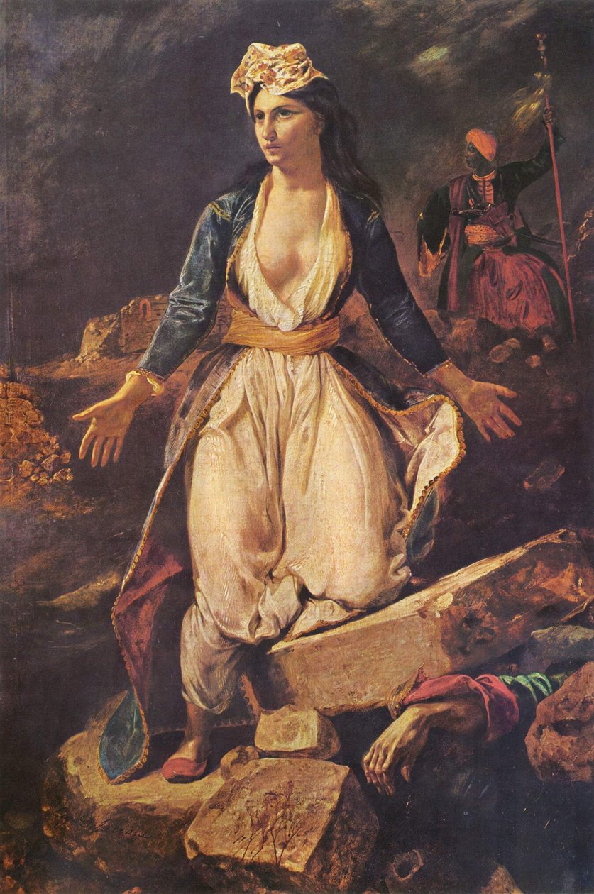 La Grèce sur les ruines de Missolonghi av Ferdinand Victor Eugene Delacroix