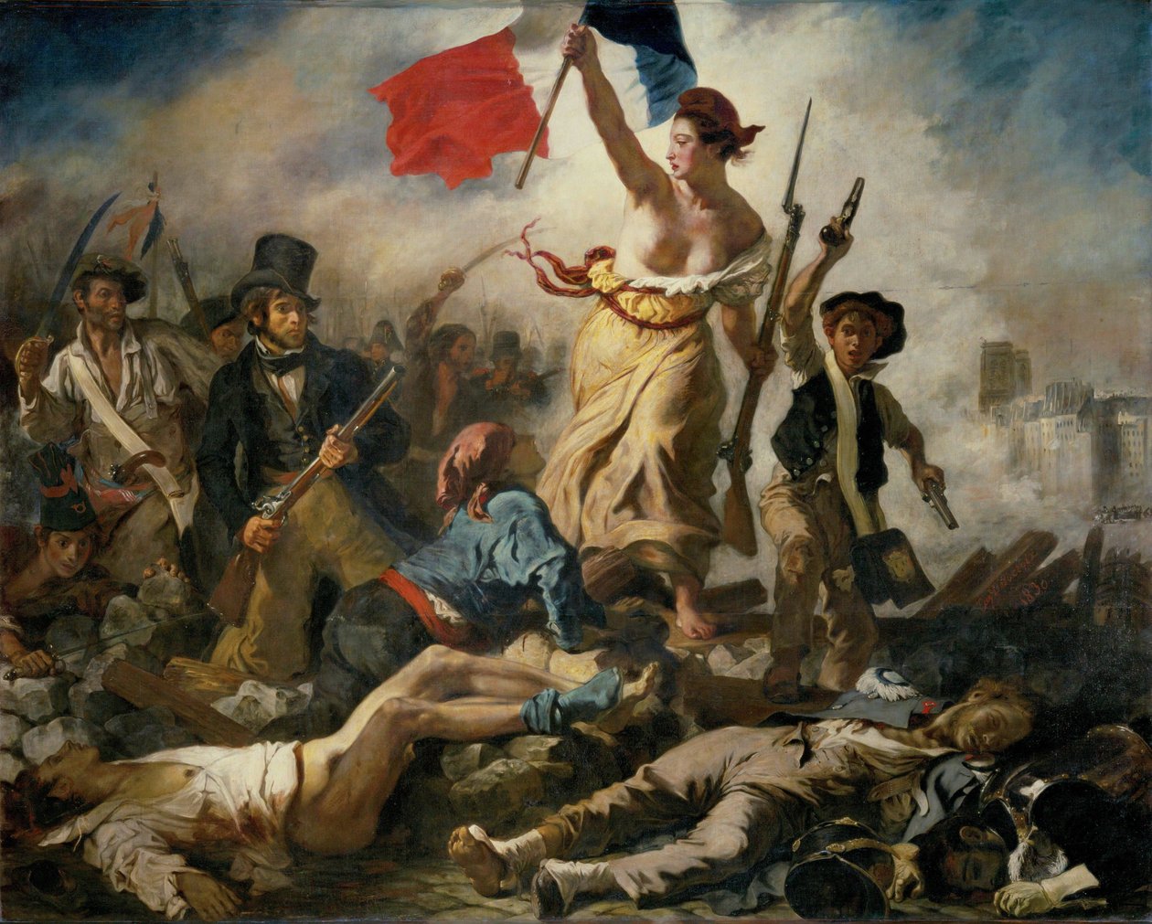 Le 28 Juillet. La Liberté guidant le peuple av Ferdinand Victor Eugene Delacroix