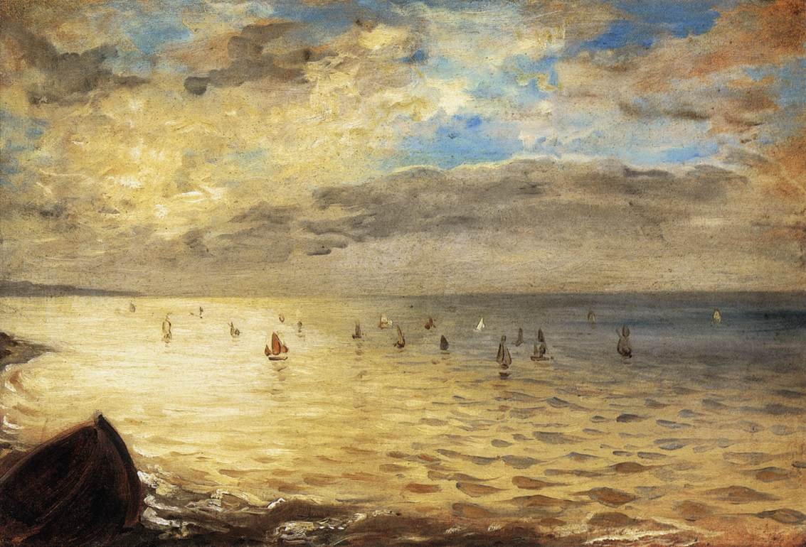 The Sea from the Heights of Dieppe av Ferdinand Victor Eugene Delacroix