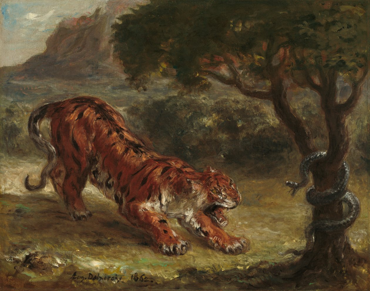 Tiger och orm, 1862 av Ferdinand Victor Eugene Delacroix