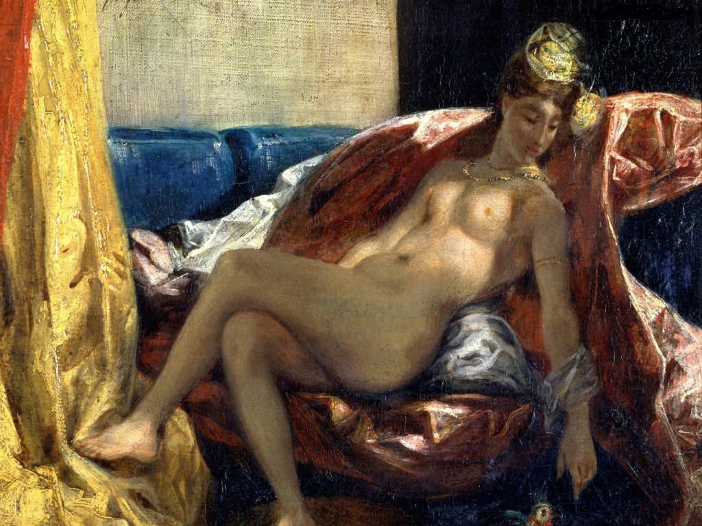 Woman with a Parrot av Ferdinand Victor Eugene Delacroix
