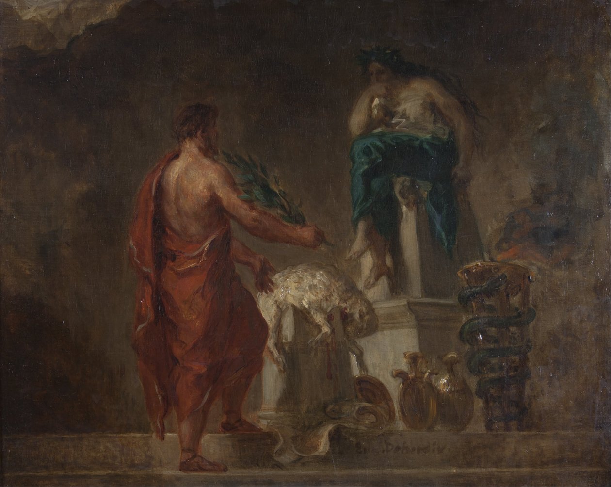 Lycurgus Consulting the Pythia av Ferdinand Victor Eugene Delacroix