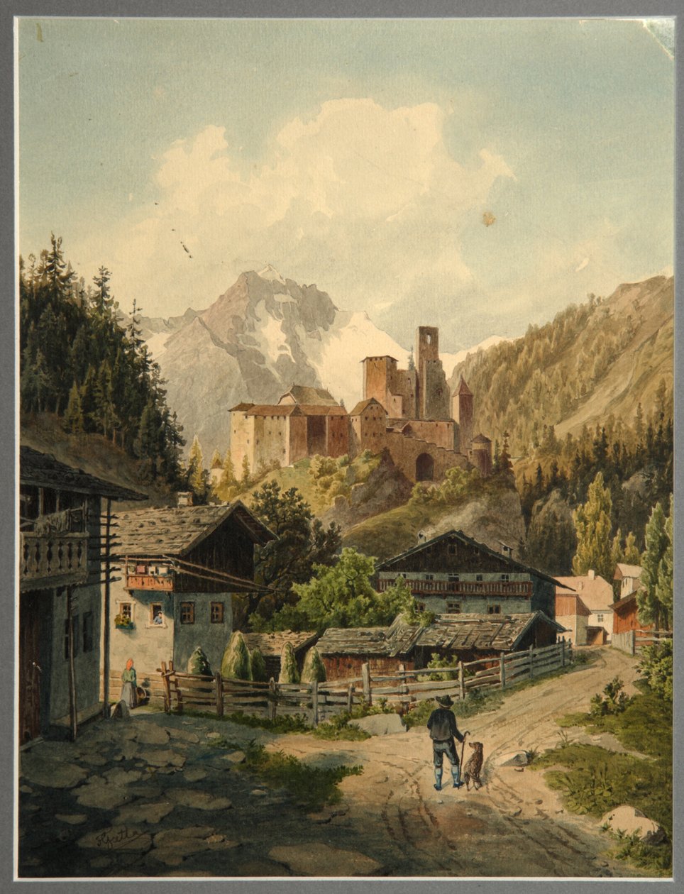 Alpinlandskap med ett slott av Ferdinand Gatt