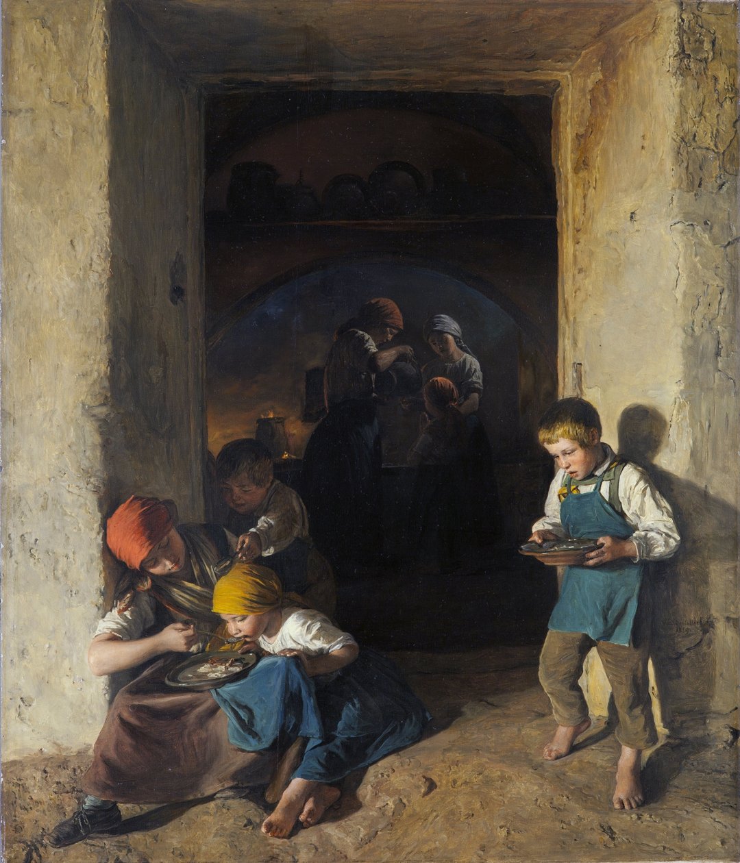Barn som får sin frukost av Ferdinand Georg Waldmuller
