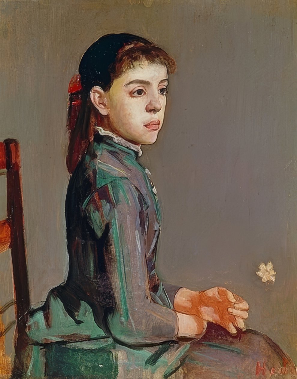 Ung flicka - Louise Duchosal. 1885 av Ferdinand Hodler