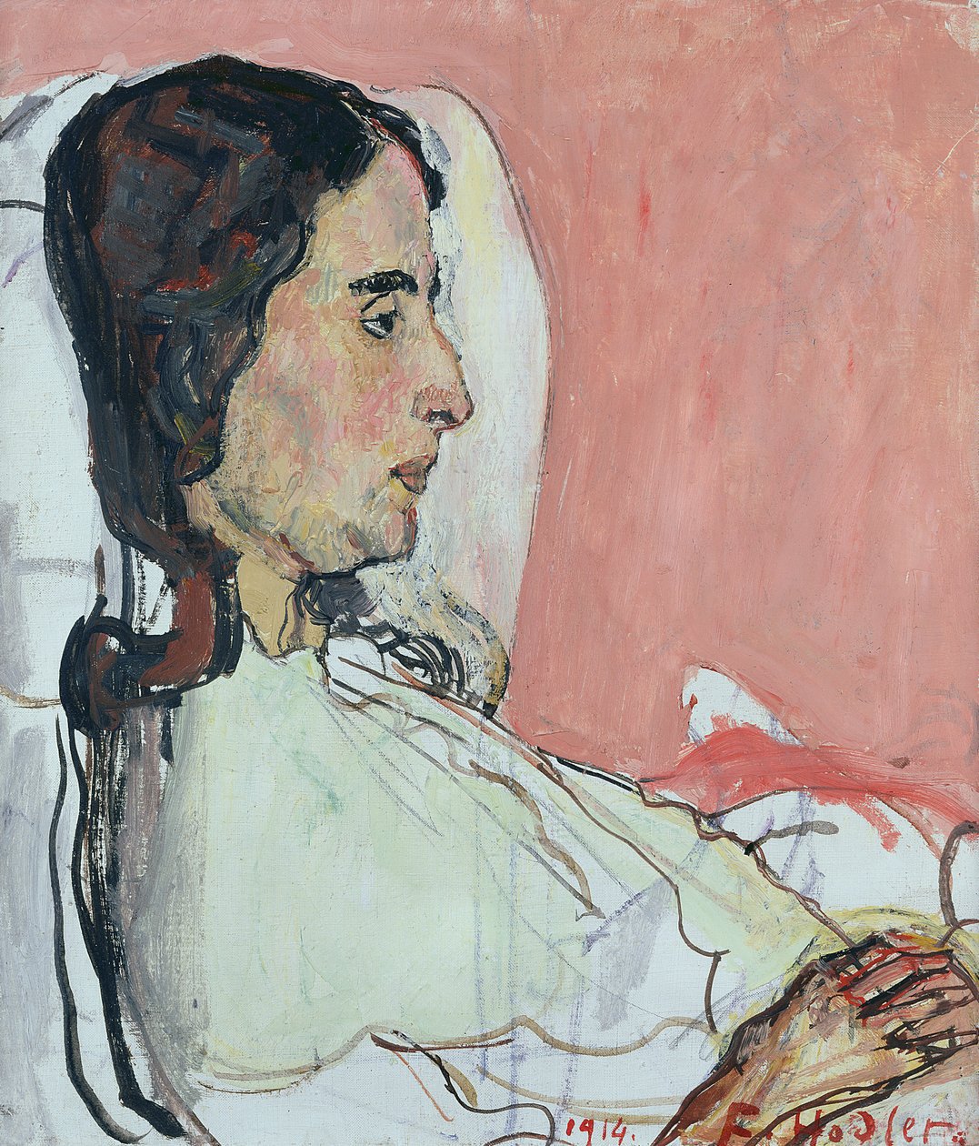 Madame Valentine Dildo Darel, sjuk, 1914 av Ferdinand Hodler