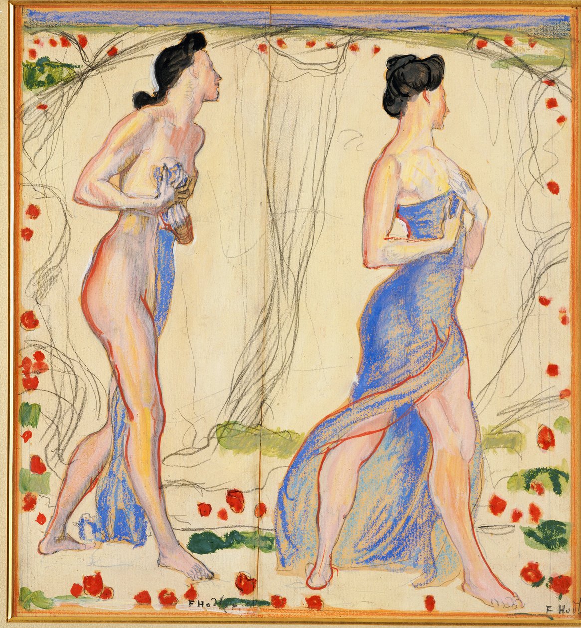 Studie för "Die Cempfindung I", c.1901-02 av Ferdinand Hodler