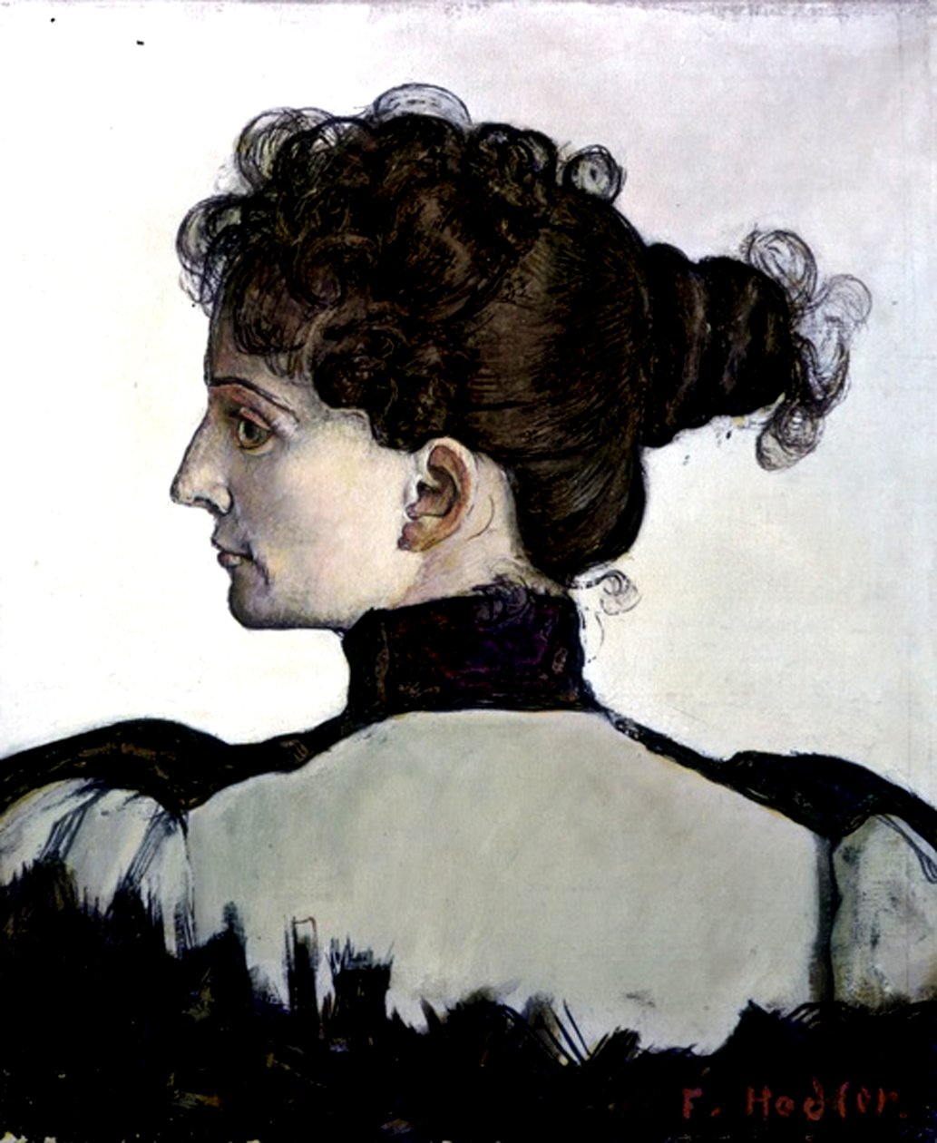 Konstnärens fru (olja på duk) av Ferdinand Hodler