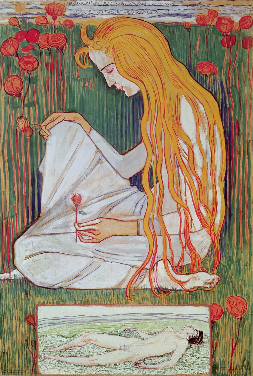 Drömmen, 1897 (wc på kort) av Ferdinand Hodler