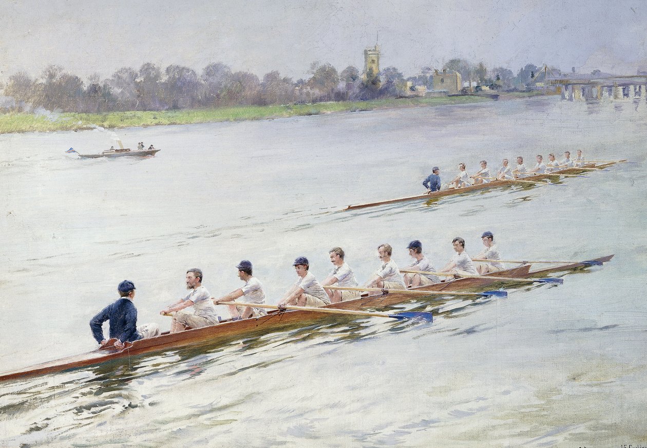 Eights Racing på Putney av Ferdinand Joseph Gueldry