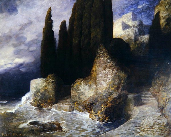 Italienskt landskap (olja på duk) av Ferdinand Keller