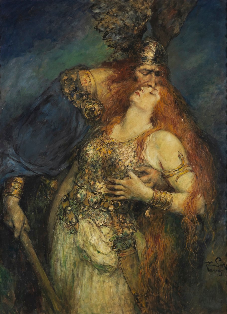 Wotans farväl av Brunhilde, ca. 1910. av Ferdinand Leeke