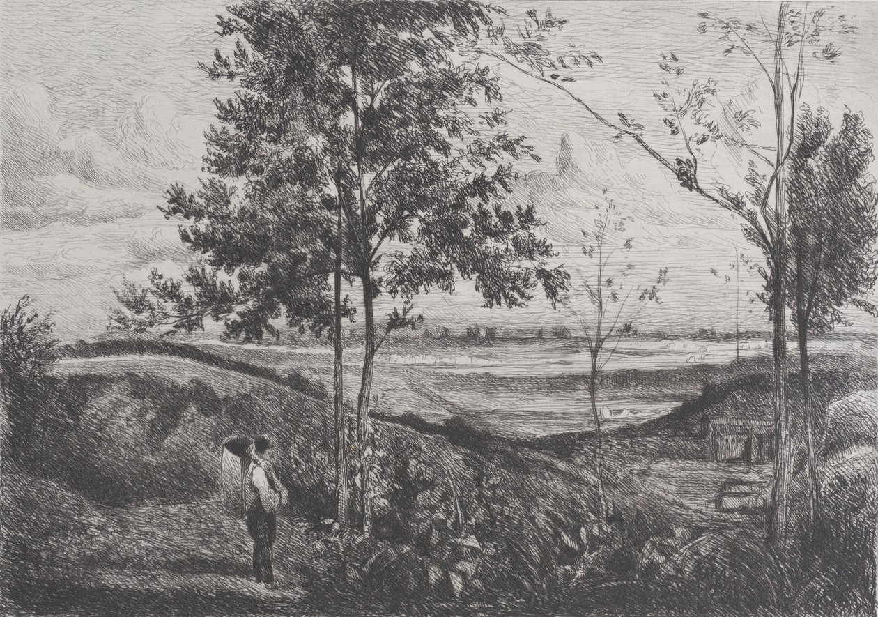 Landskap efter Corot, 1873-90. av Ferdinand Lefman