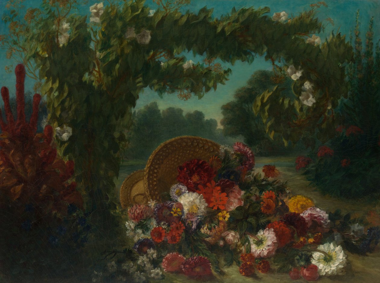 Korg med blommor, 1848-49 av Ferdinand Victor Eugene Delacroix
