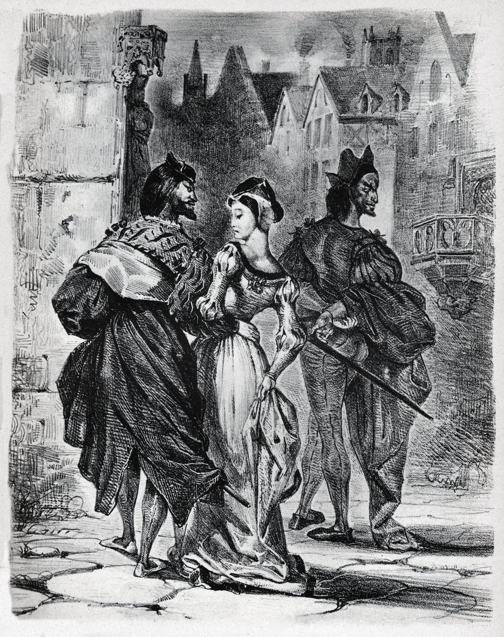 Faust, Gretschen och Mephistopheles av Ferdinand Victor Eugene Delacroix