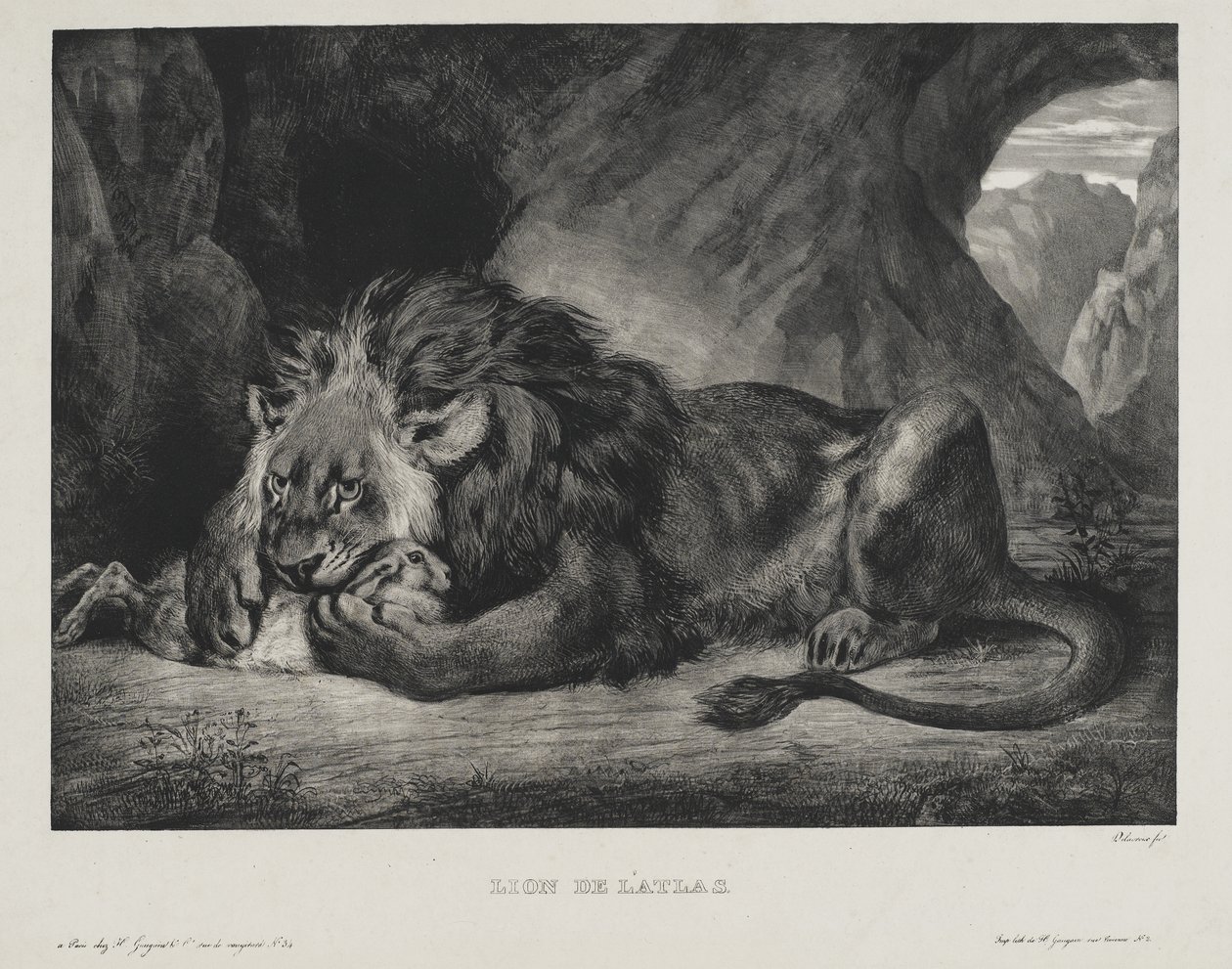 Lejon från Atlas, 1829 av Ferdinand Victor Eugene Delacroix
