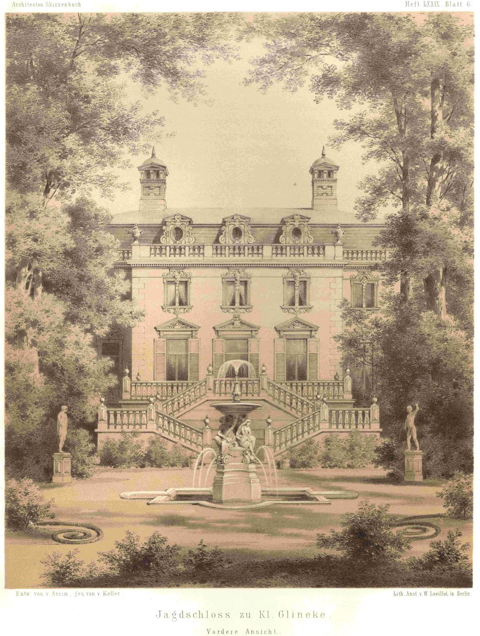 Berlin Jagdschloss Glienicke vy från framsidan av Ferdinand von Arnim