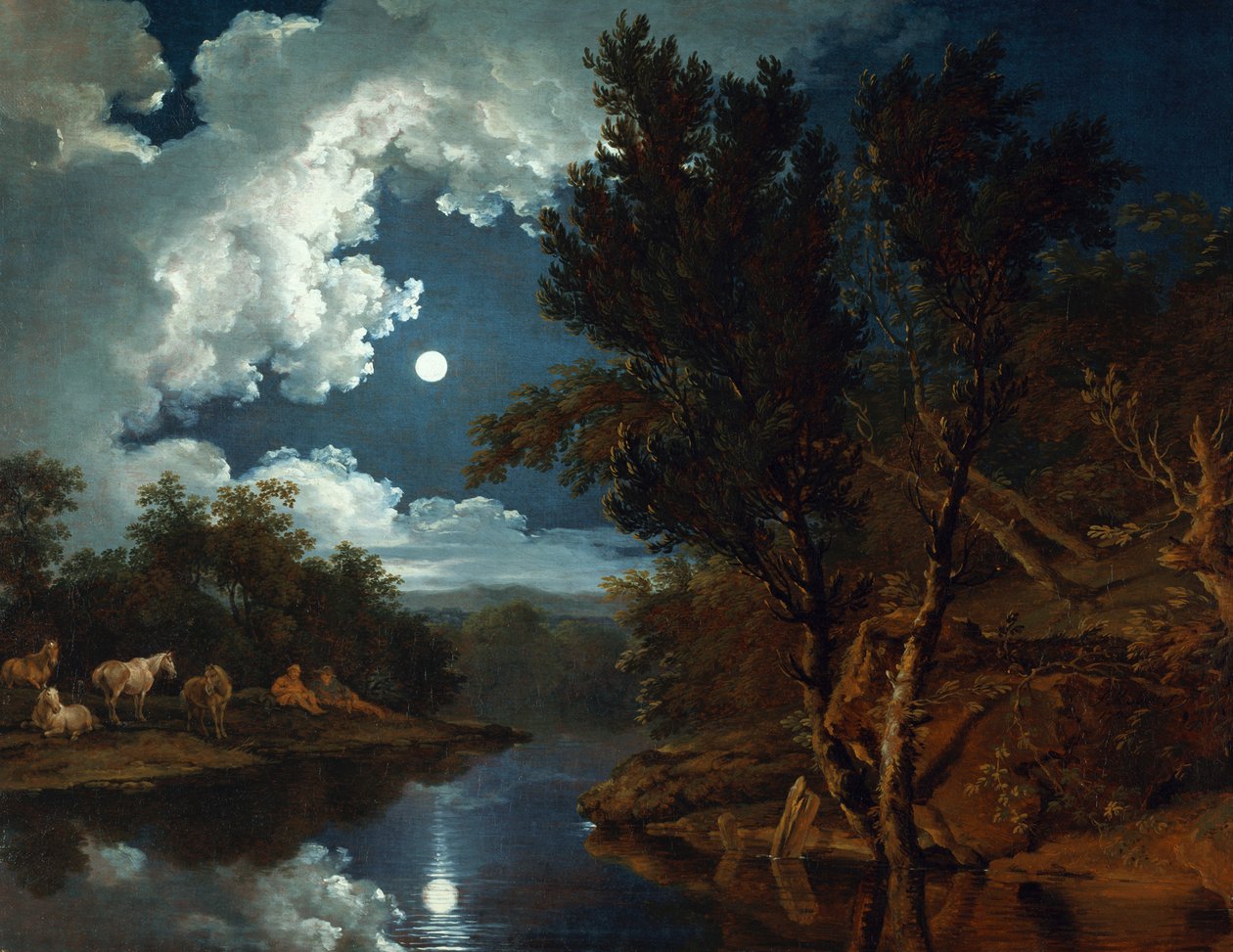 Flodlandskap i månskenet av Ferdinand von Kobell