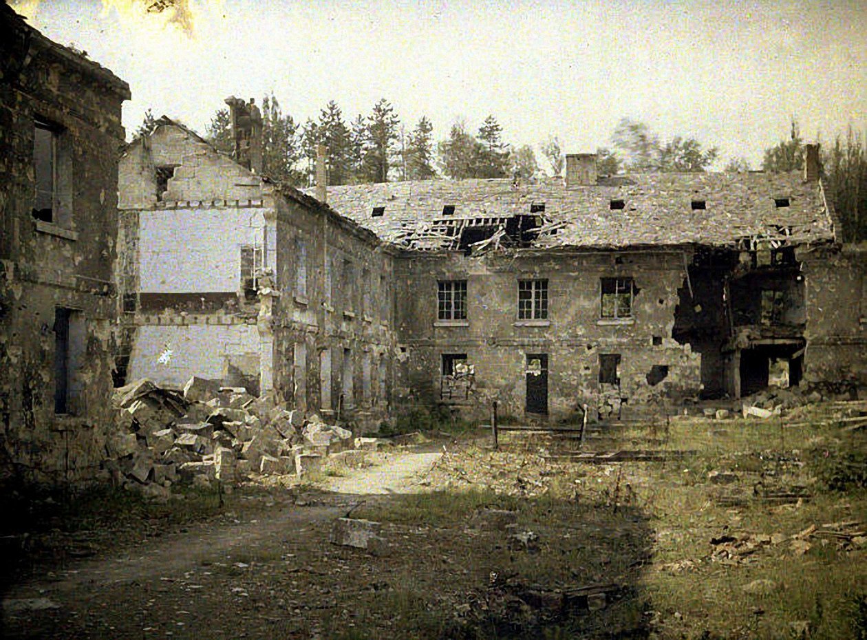 Glasfabrik, Vauxrot, Cuffies, Aisne, Frankrike, 1917 (autokrom) av Fernand Cuville