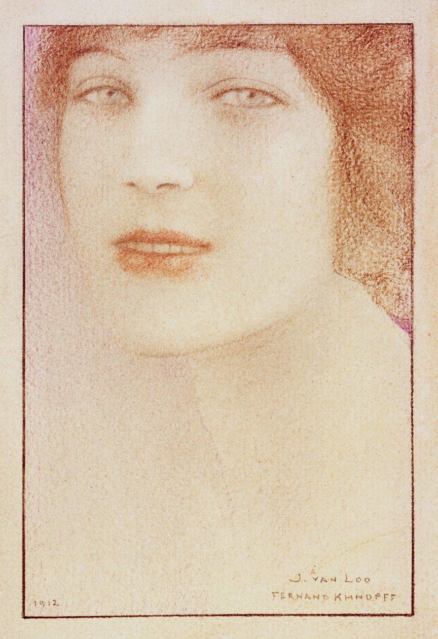 Porträtt av en kvinna, 1912 (pastell på papper) av Fernand Khnopff