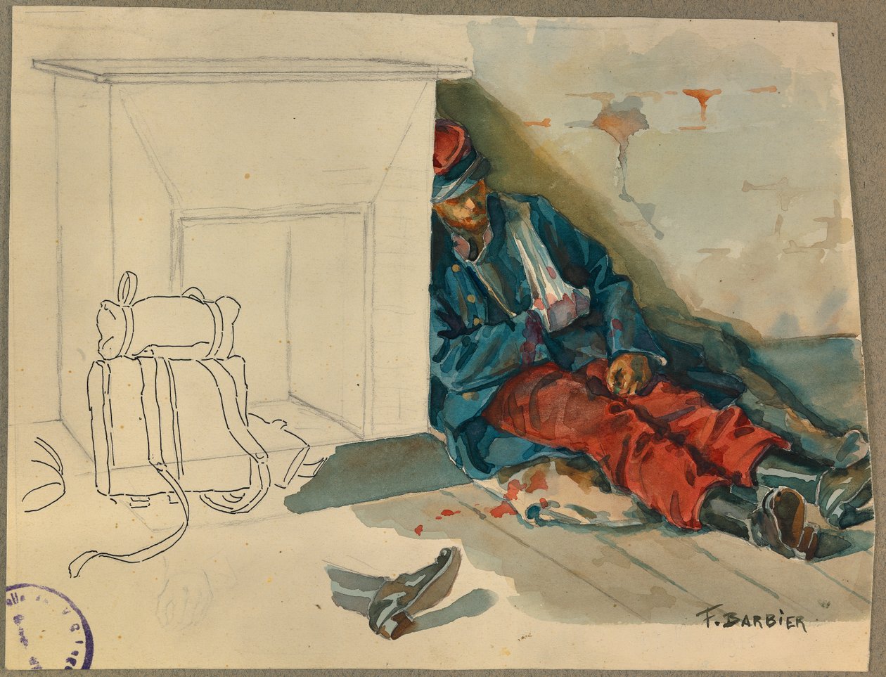 sårad soldat efter slaget vid Vailly av Fernand Barbier