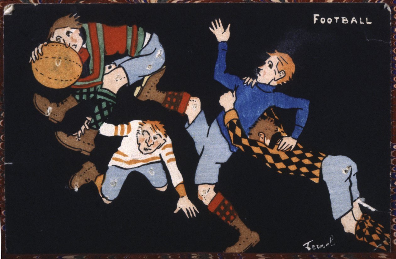 Fotboll, tidigt 1900-tal (illustration) av Fernand Fernel