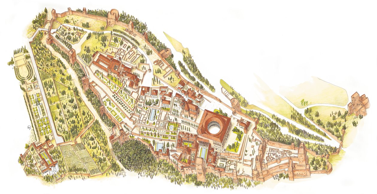 Alhambra, Granada, Spanien. Flygfoto av Fernando Aznar Cenamor