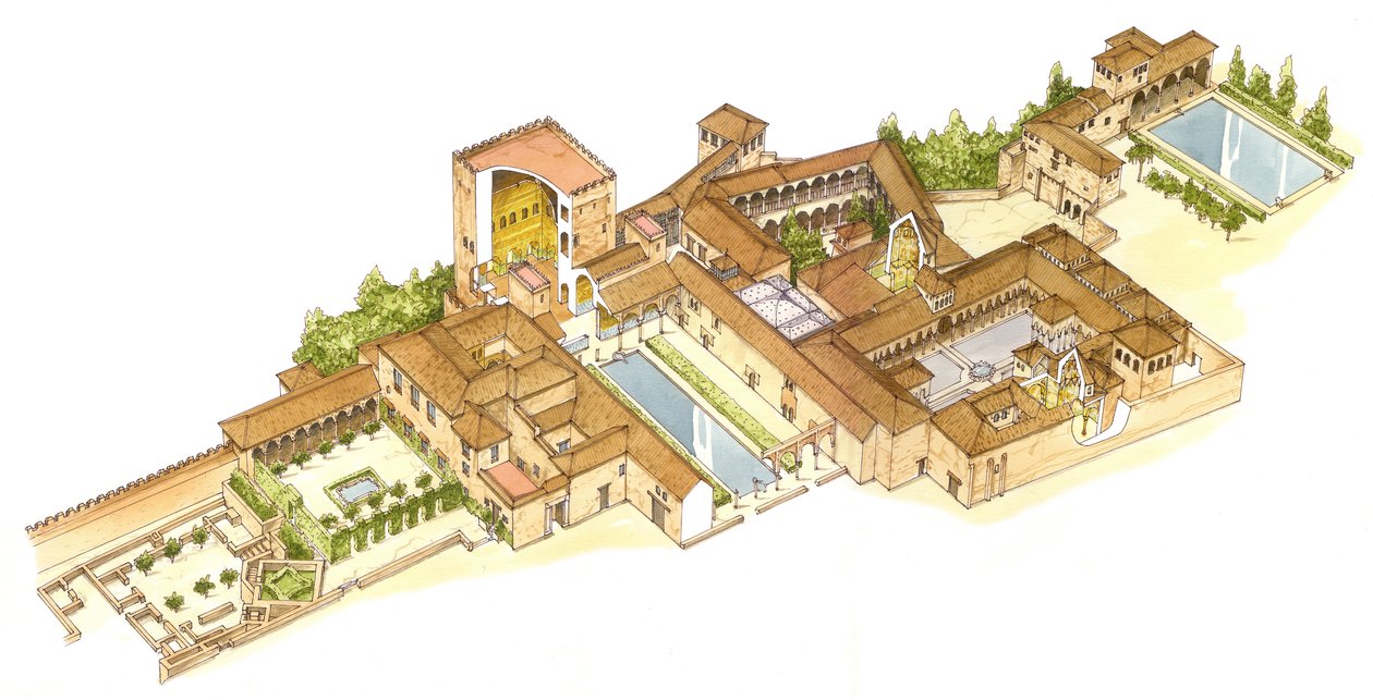 Alhambra, Granada, Spanien. Kungliga palats av Fernando Aznar Cenamor
