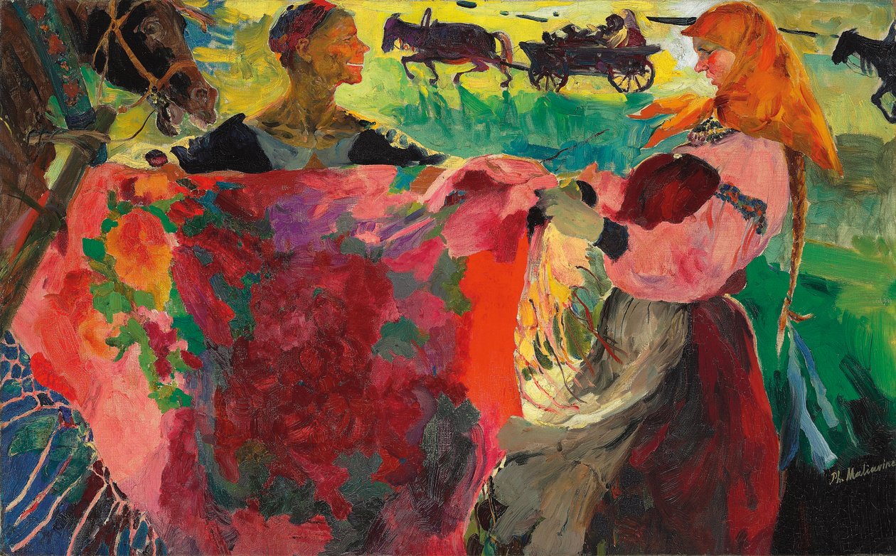 The Shawl Seller (olja på duk) av Filipp Andreevich Maliavin