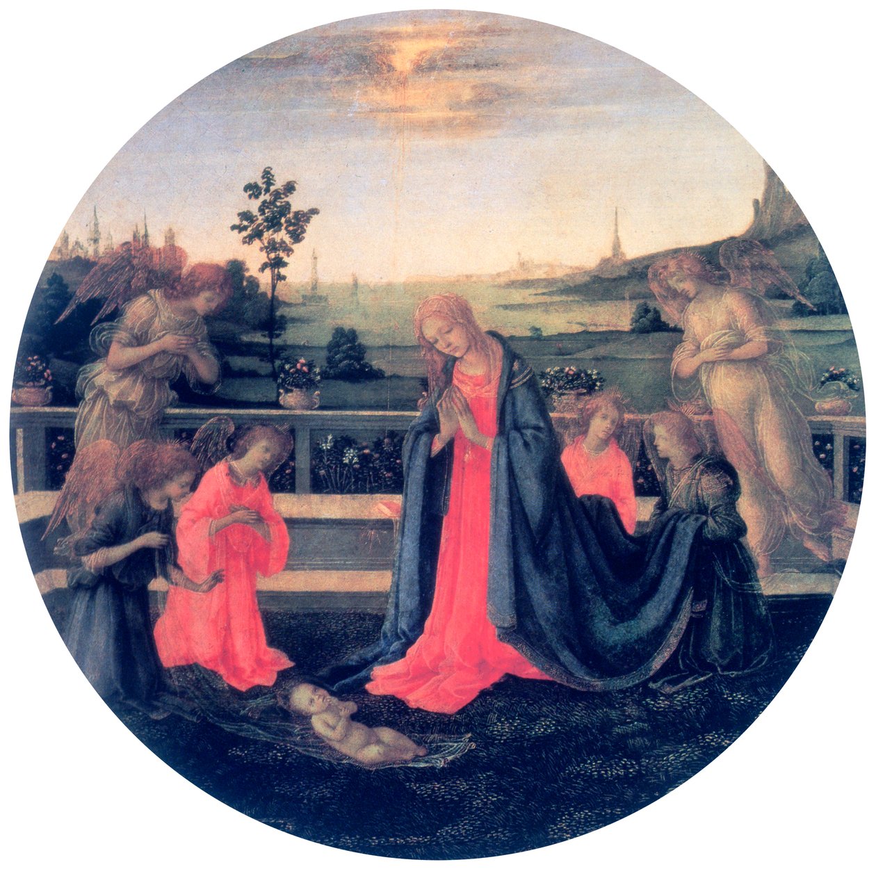 Tillbedjan, c1480-talet av Filippino Lippi