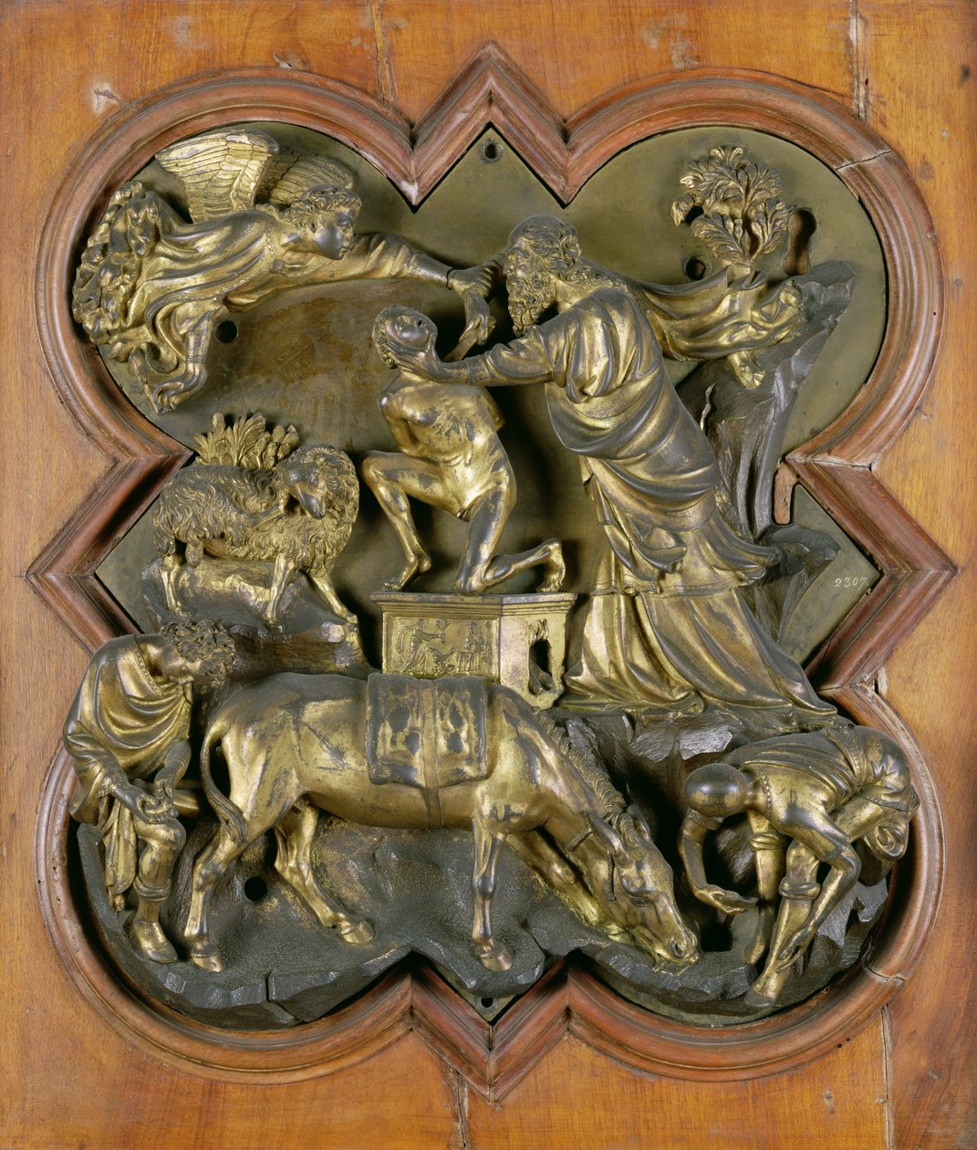 Isaks offer, tävlingsrelief i brons för dopkapellet, Florens, 1401 (brons) av Filippo Brunelleschi