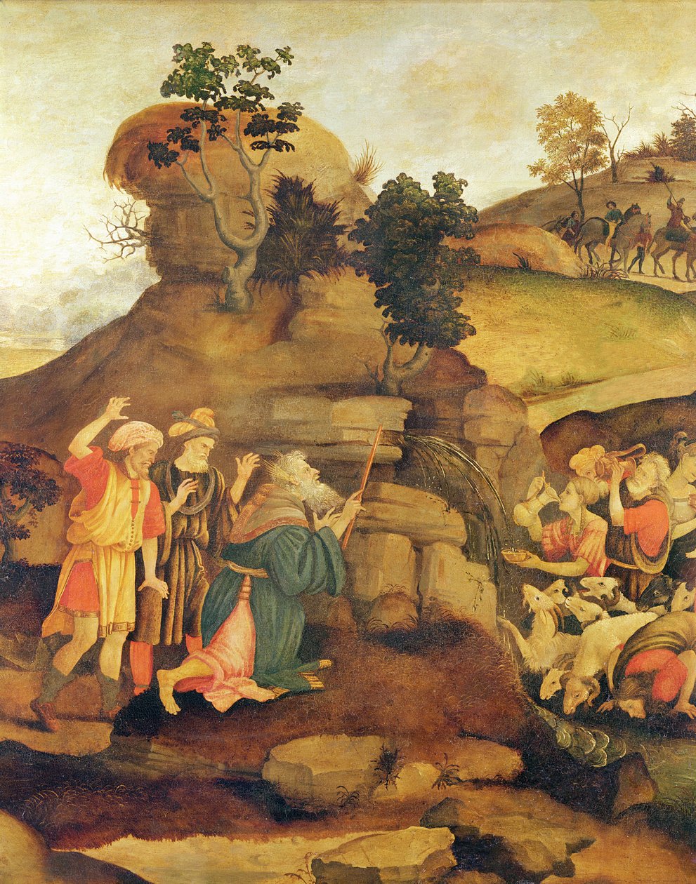 Moses för fram vatten ur klippan, ca 1500 (detalj) av Fra Filippo Lippi
