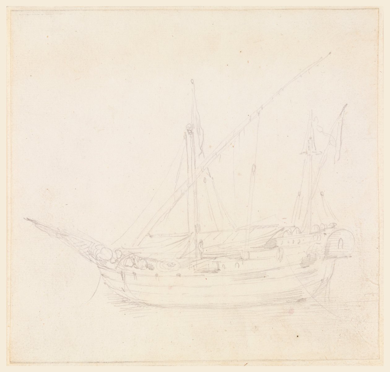 Teckning, Ett segelfartyg, ca 1780 av Filippo Marchionni