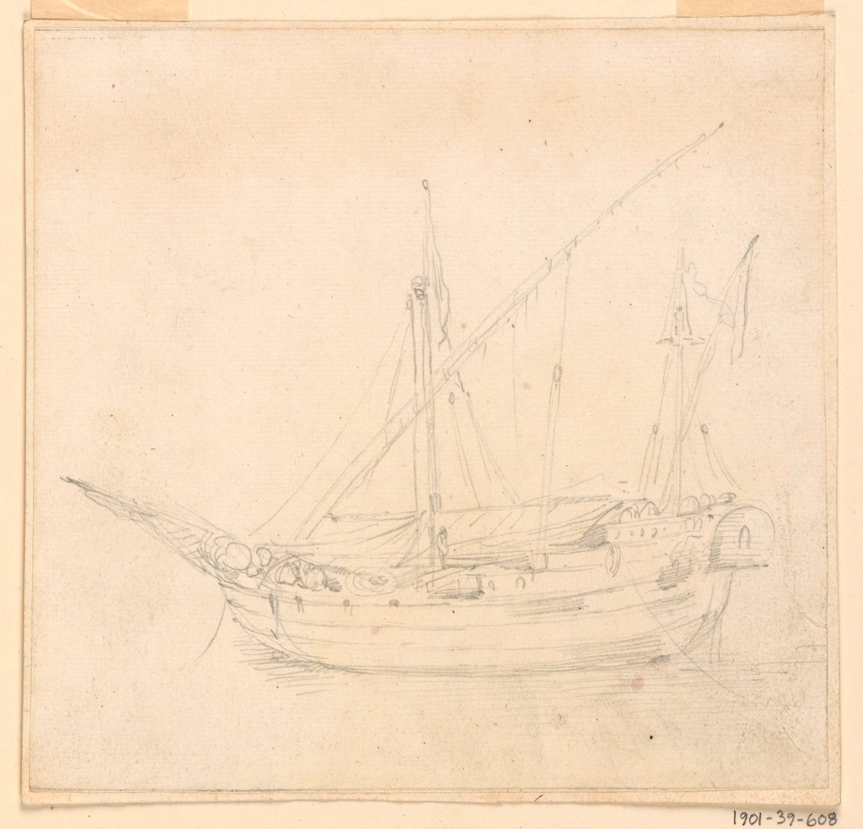 Teckning, Ett segelfartyg, ca 1780 av Filippo Marchionni