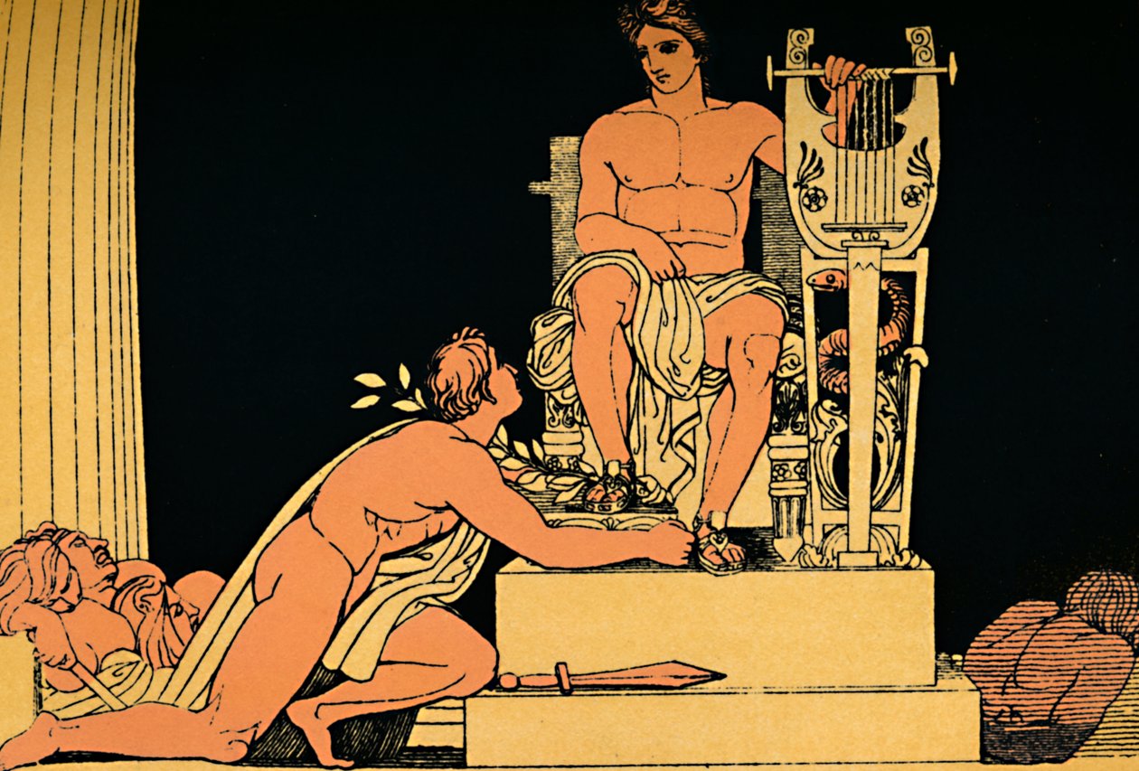 Orestes Suppliant to Apollo, 1880 av Flaxman