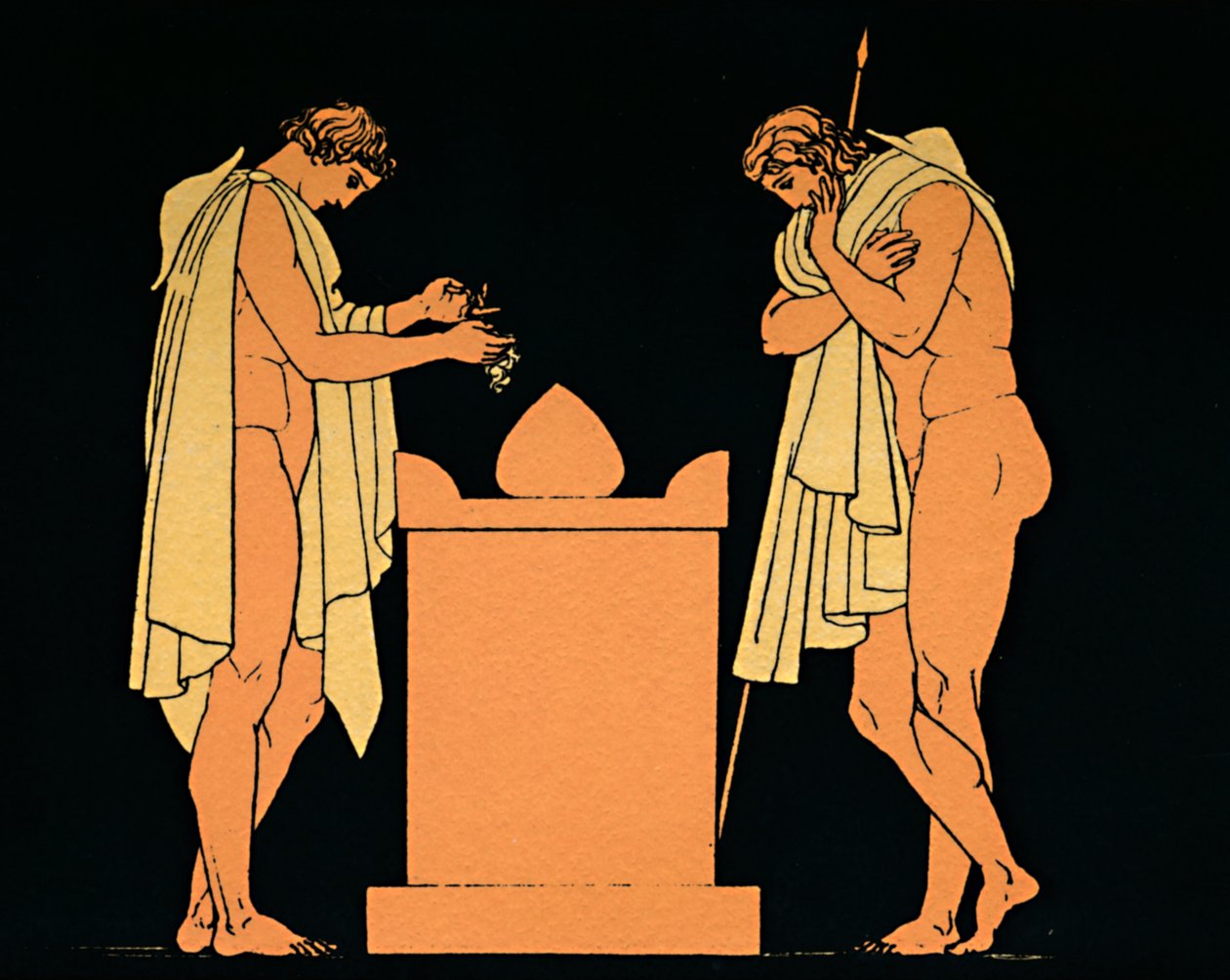 Orestes vid sin fars grav, 1880 av Flaxman