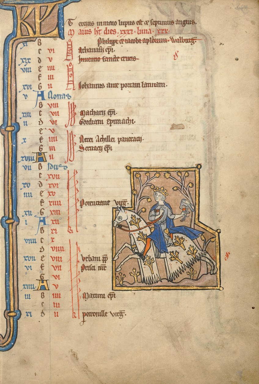 MS 14 f.5, maj: Hawking, c.1250 av Flemish School