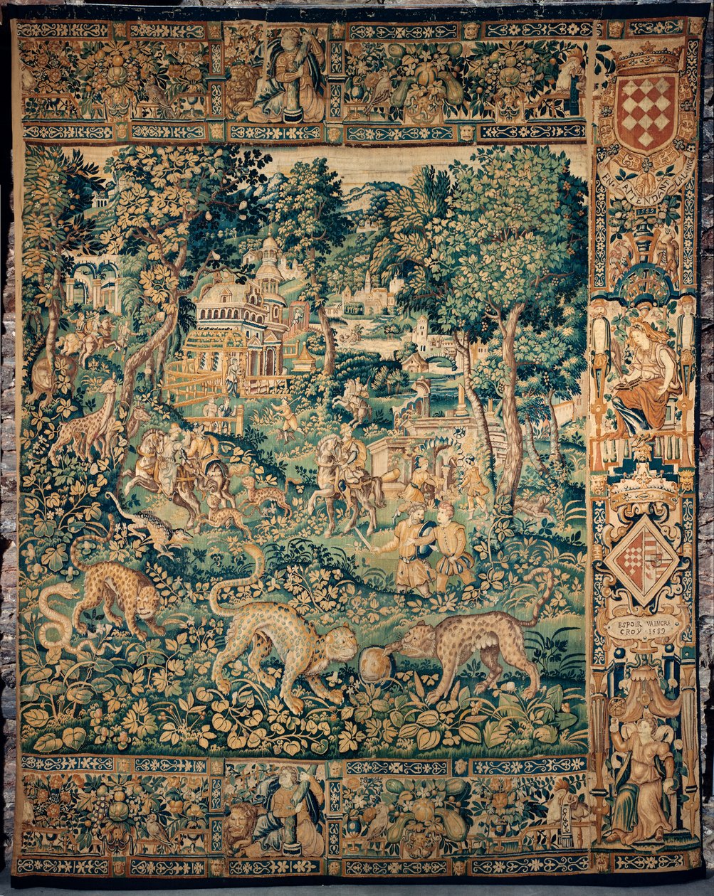 Gobeläng. Enghien. Sms:a "HOPE WILL OVERCOME CROY 1589". av Flemish School